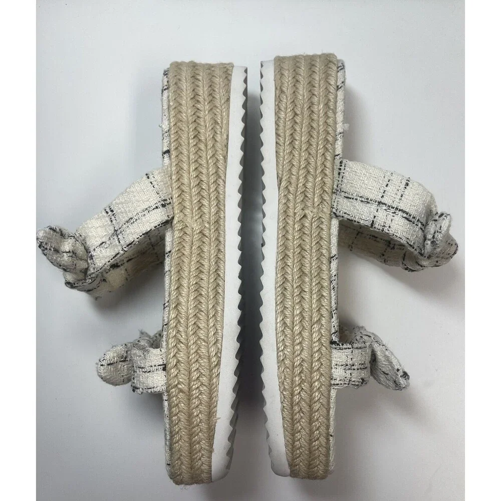 Stuart Weitzman Bandeau Tweed Bow Espadrille Sandal Sz 8.5 New W/O Tag